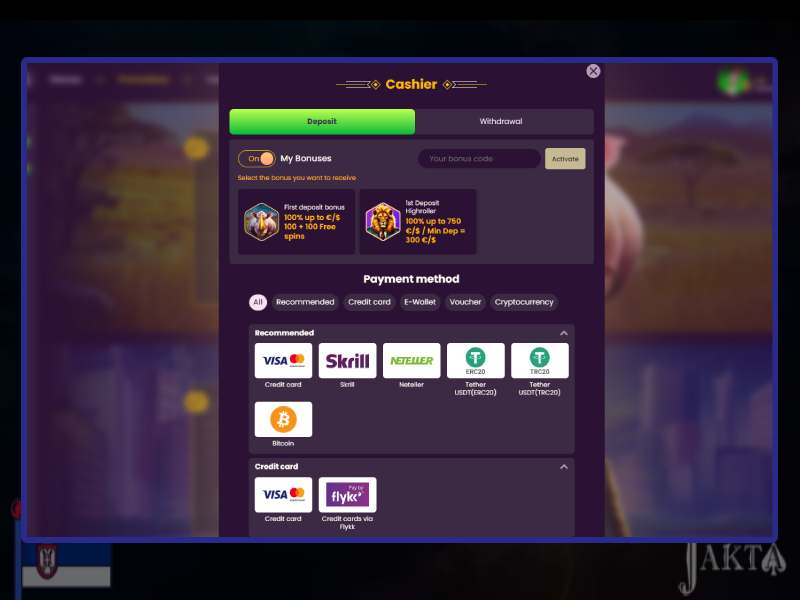 How to Make a Deposit at Bizzo Casino. Payment Methods