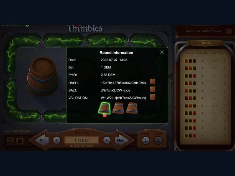 Glavni elementi igre Thimbles